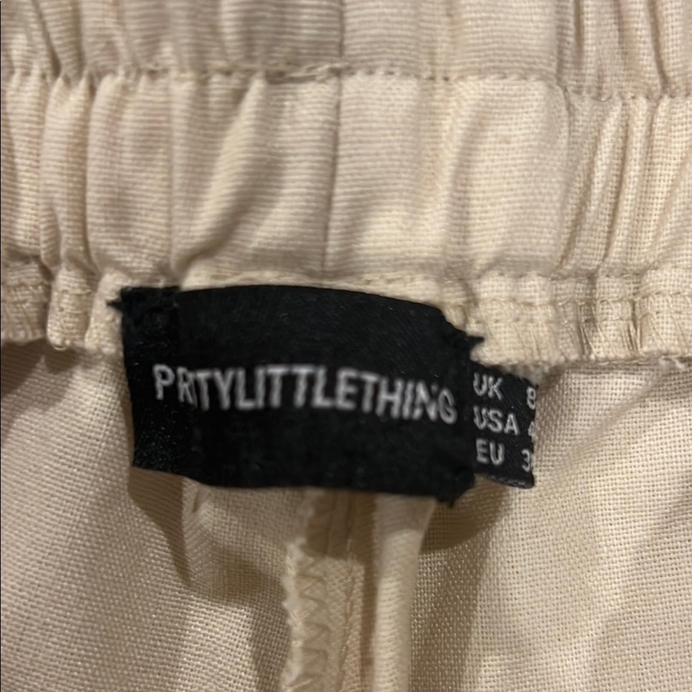 PrettyLittleThing Cream Two Piece Top Wide Leg Pants Set 2/4 - Picture 2 of 9